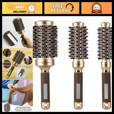 3 Pcs Round Hair Brush Set - Boar Bristle, Nano Ceramic, Ionic for Blow Drying,