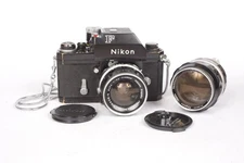Nikon F Photomic TN Black SLR Film Camera w/ 35mm f2.8 & 105mm f2.5 Nikkor Lens