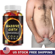 #1 BEST-MALE ENLARGER THICKER LONGER BIGGER 4" GROWTH ENLARGEMENT 60-300 GUMMIES