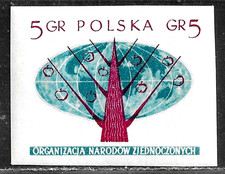 HICK GIRL-MNH. POLAND STAMP   SC#761  1957  GLOBE & TREE  IMPERF   C618