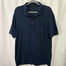 Travis Mathew Polo Shirt Mens XL Navy Blue Golf Performance Pocket Pima Cotton