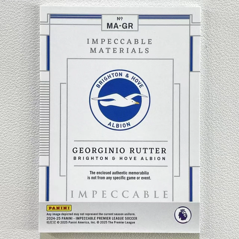 2024-25 Panini Impeccable Georginio Rutter Brighton Patch Gold 7/10 - Image 2 of 3