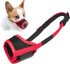 LUCKYPAW Dog Muzzle Anti Biting and Chewing with XS-Snout 3 -4 " , Red Trim