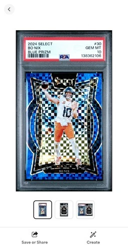 2024 Panini Select - Bo Nix #30 Blue Prizm  (RC) Psa 10