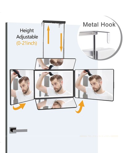 5 Way 360 Barber Mirror with Light for Self Hair Cutting, Makeup Mirror with ... - Picture 5 of 8