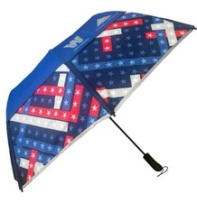 Weatherman Folds Of Honor Collapsible Umbrella 40" Blue USA Windproof 4th July