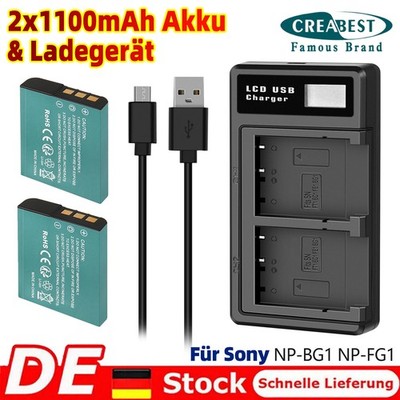 2x NP-BG1 NPBG1 Akku +Ladegerät für Sony CyberShot DSC-H10 H20 H50 DSC-W100 W150