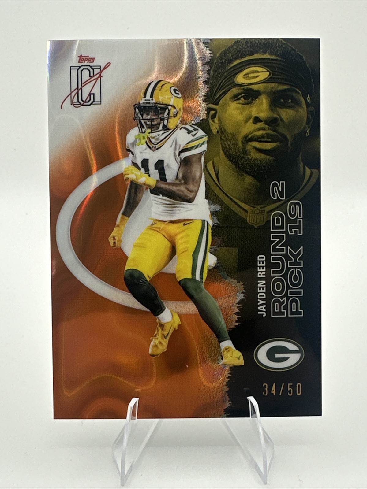 2025 Topps Signature Class | Jayden Reed | Orange Lava Refractor /50 #75