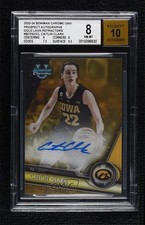 2023-24 Bowman U Chrome Gold Lava Refractor 5/50 Caitlin Clark BGS 8 Auto 3hd
