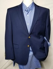 Ralph Lauren 42S Navy Blue Hopsack Gold Polo Buttons Jacket Sport Coat Blazer