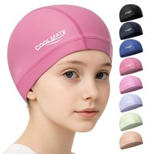 Fabric Swim Cap for Adult Women Men Kid 3 4 6 8 14 16, Silicone Water-Resista...