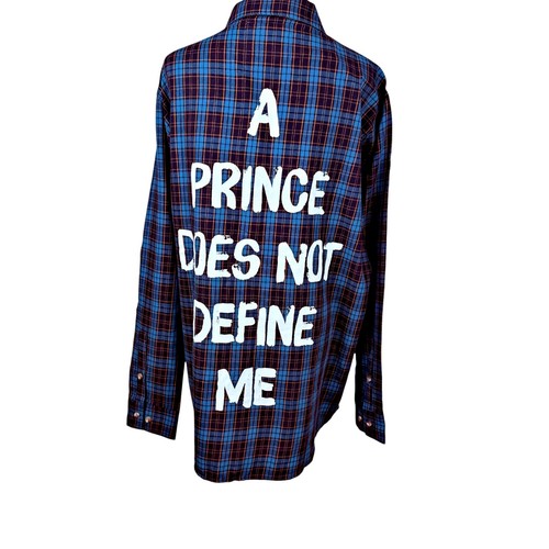 Disney Aladdin x Cakeworthy Blue Plaid Prince Does Not Define Me Button Down XL - Picture 6 of 11