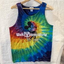 Walt Disney World Mickey Mouse Rainbow Tie Dye Tank Top Size Large Disney Parks