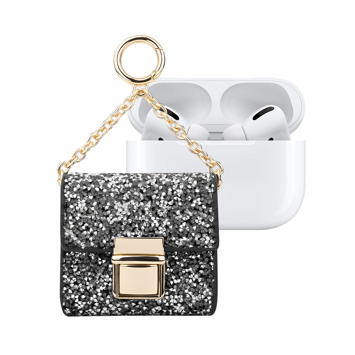 Mini sac pour Apple Pods Cosmo Étincelante avec chaîne élégante