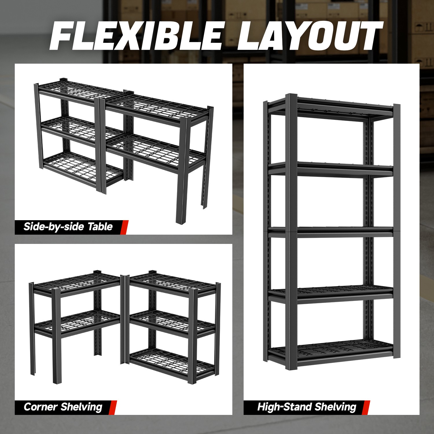 [Set of 2]72" 5-Tier Heavy Duty Adjustable Garage Shelving Units Storage Shelves