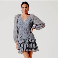 ASTR The Label Tiered Ruffle Floral Mini Dress Sz Small Long Sleeve Fairy Chick