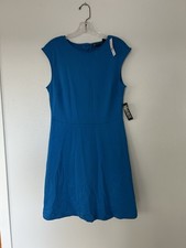 New York and Company Blue Medium Cotton Dress w/Pockets, Button Back - NWT