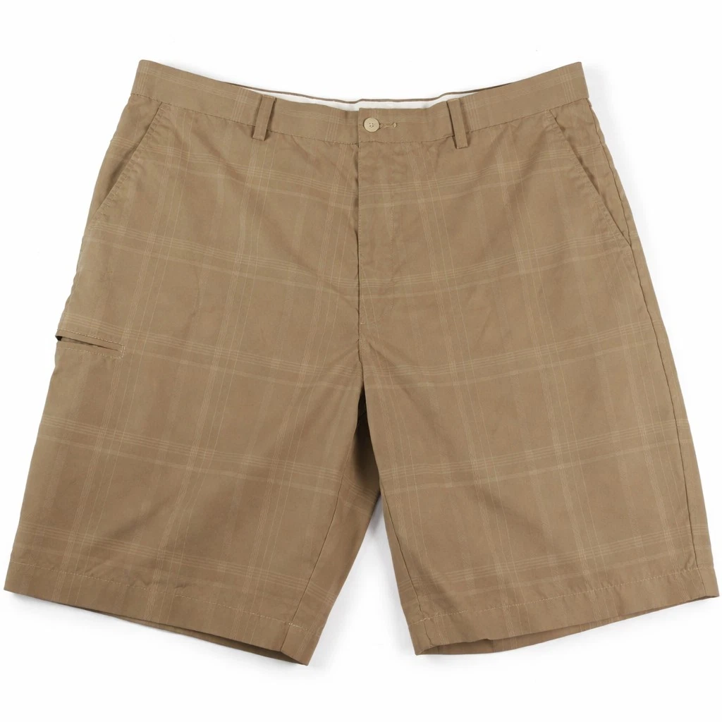 Grand Slam Golf Shorts Mens 36 Khaki Plaid Flat Front Performance