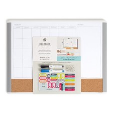 U Brands 17 x 23 in. 3-in-1 Dry Erase Calendar Whiteboard, White and Gray