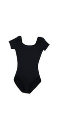 girls Short Sleeve Leotard - Girls Medium 8-10 Black