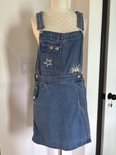 Vintage KiKoMo Blue Jean Denim Overall Skort Size M Sun  Stars Celestial