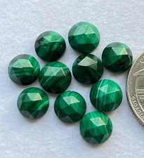 AAA+ Natural Malachite Rose Cut Round Shape Loose Gemstone