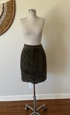 Vintage 90s The Limited Green Suede Leather Pencil Skirt Western Women's S