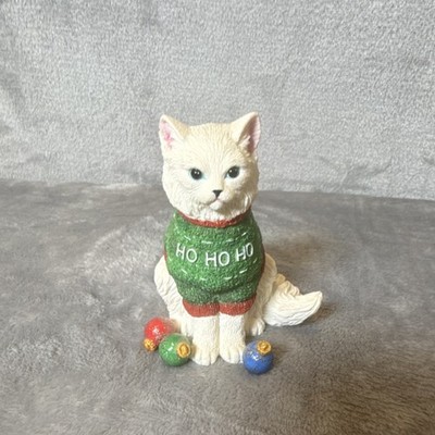 Lenox Grumpy Christmas Kitty Cat Figurine Resin Ho Ho Ho Sweater Holiday