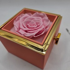 Preserved Eternal Pink Rose Flower Gift Box With Jewelry Box