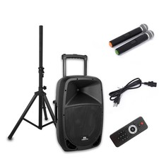 PRORECK 15 inch Rechargeable PA Speaker Bluetooth Karaoke Machine 2 Wireless Mic