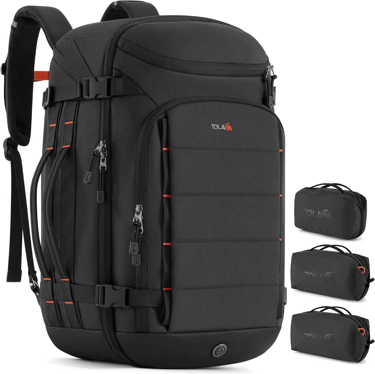 40L Water-Resistant Travel Backpack with Packing Cubes - Black Laptop Bag
