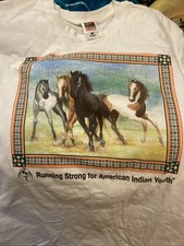 Vtg Running Strong for American Indian Youth T-Shirt Horses Native XL MEN  s