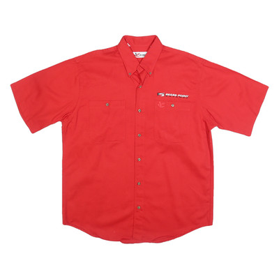 CHASE AUTHENTICS Herren Rot Sears Point Kurzarm Hemd L Knopfleiste Kragen Baumwolle
