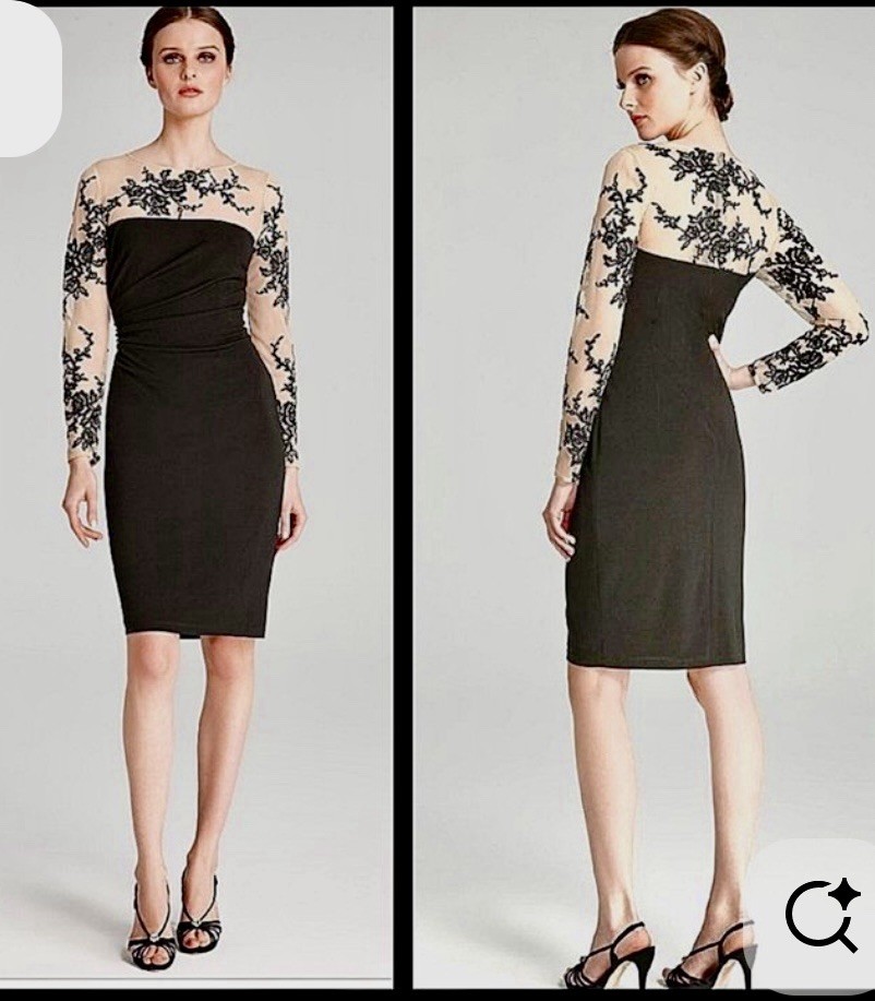 David Meister black embroidered cocktail dress From NM SIZE 12