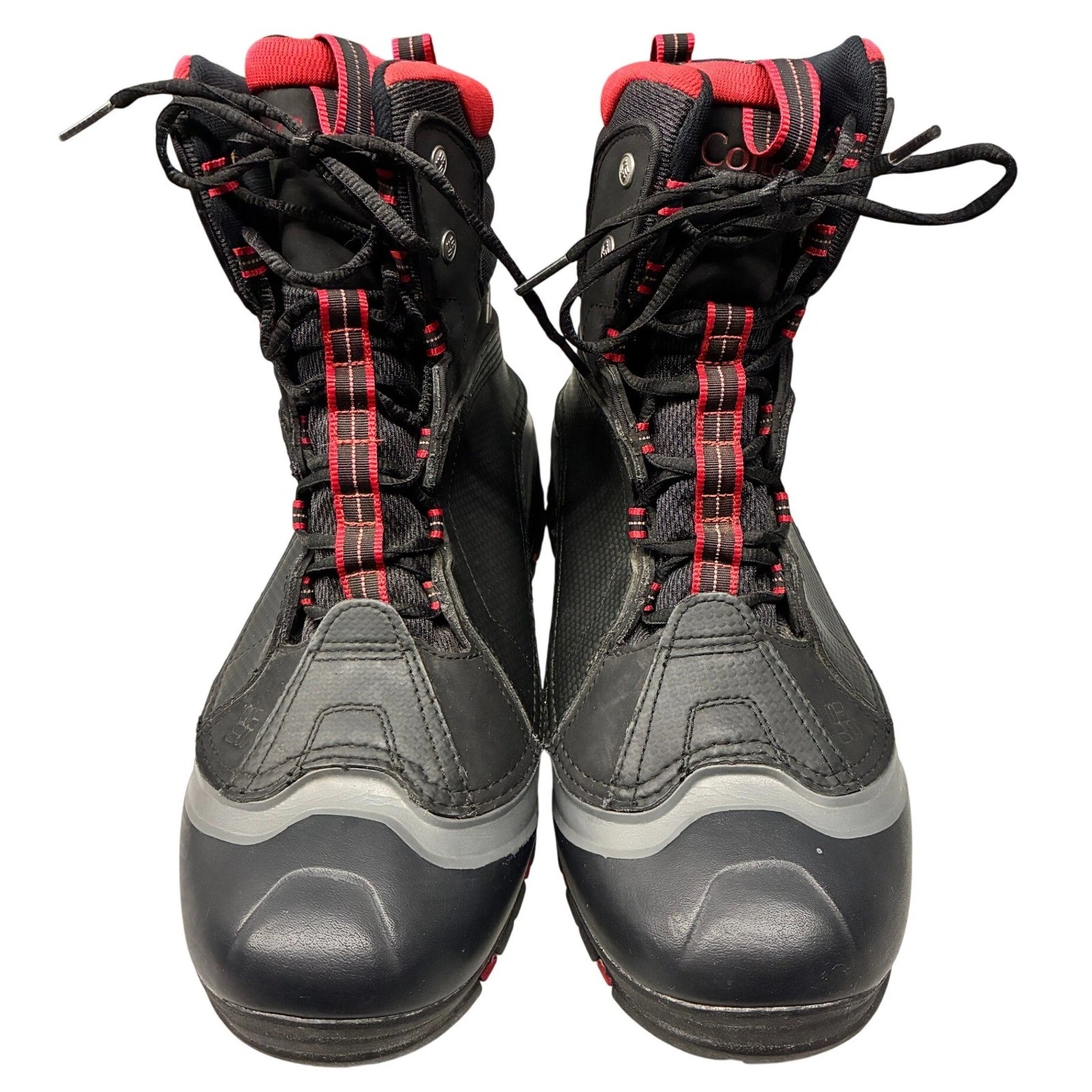 Columbia Bugaboot Plus II Boots Men's 10.5 Black Red Omni Heat Waterproof