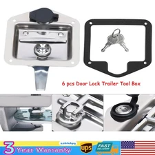 Set of 6 Folding T-handle Tool Box Lock RV Door Latch w/ 12 Keys Stainless Steel