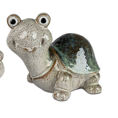 Defigur Schildkröte NATURE L. 18cm grau grün aus Steinzeug Formano Garten S25