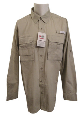 GANDER MOUNTAIN Guide Series feather gray long slv shirt men L trophy fishing