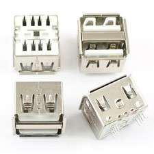 5Pcs New Dual USB 2.0 Female Type A 8 Pin PCB Connector 180 Degree DIY