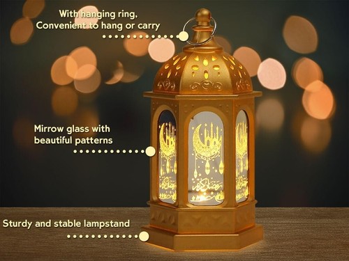 2 Pieces Ramadan Lantern Decoration LED Eid Mubarak Lamp Ramadan Candle Lantern - Picture 3 of 8