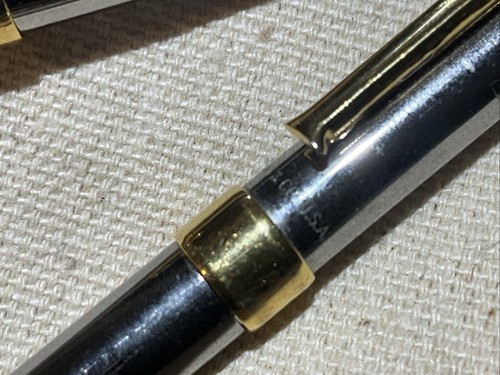 Tiffany & Co T-Clip Gunmetal & Gold Ballpoint Pen & Pencil Made In USA UNIVISION - Picture 6 of 10