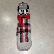 Disney Parks Christmas Minnie Cozy Socks New ADULT 4-10 SHOE