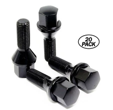 20 14x1.5 28mm Conical Seat Black Lug Bolts Wheel Locks Combo for Porsche