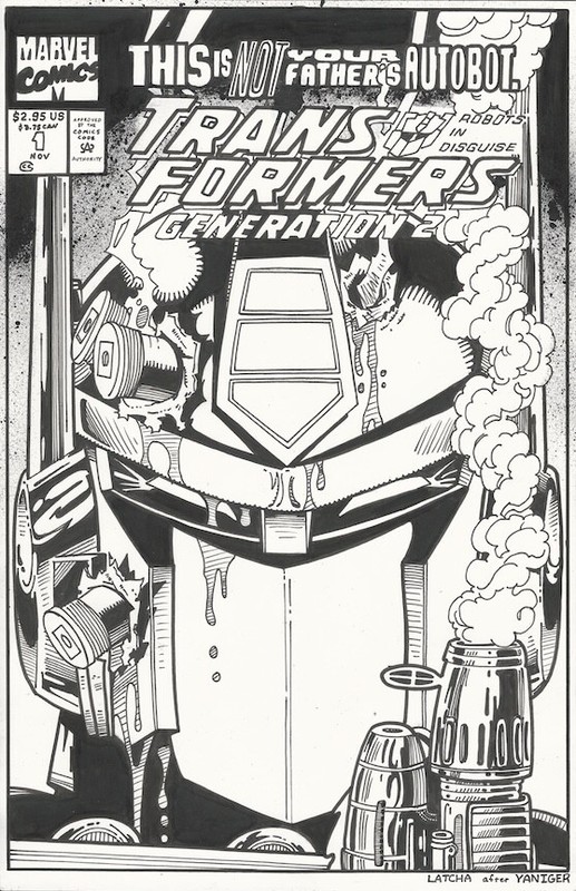 Transformers 1 Optimus Prime Cover Recreation Original art Latcha autobot Gen 2
