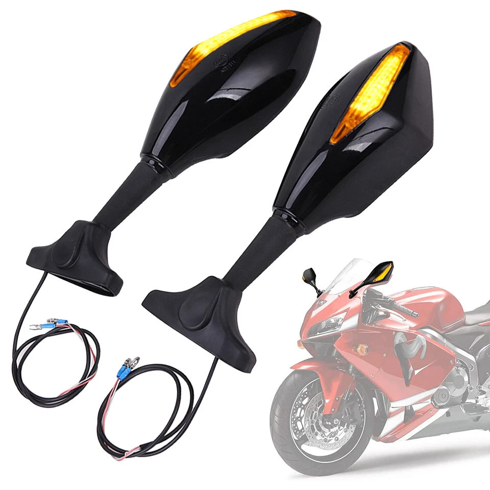 LED Turn Signal Mirrors For Yamaha YZF R1 R6 600R FZ6 2002 2003 2004 2005 2006 - Image 3 of 4