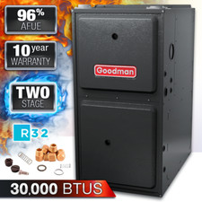 2 Stage 96% AFUE NG or LP Goodman 30K BTU Gas Furnace, Upflow/Horizontal GR9T96