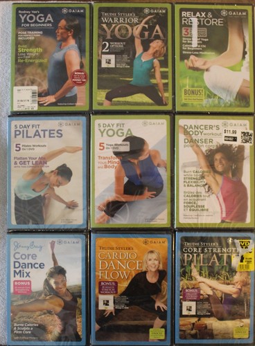 NEW 9 Gaiam DVD lot Yoga Rodney Yee Trudie Styler relax restore 5 day fitPilates - Picture 1 of 10