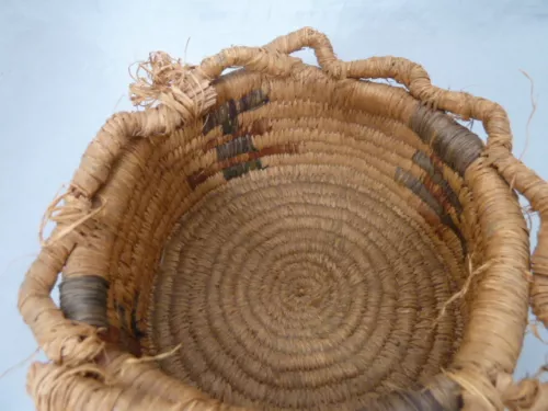 native american weave basket bowl. nice design. approx 4" t & 6.75" d image 9