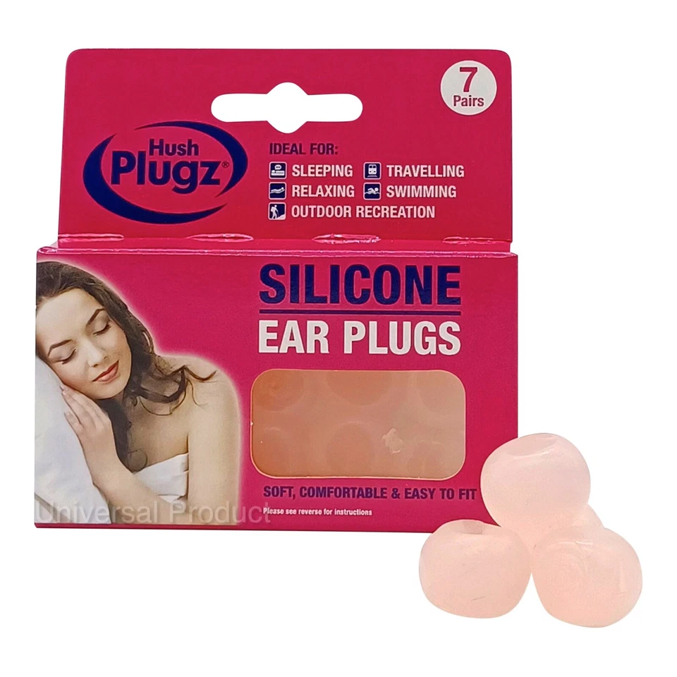 7 Pairs Hush Plugz Silicone Ear Plugs Earplugz Defenders Sleep Noise- GENUINE