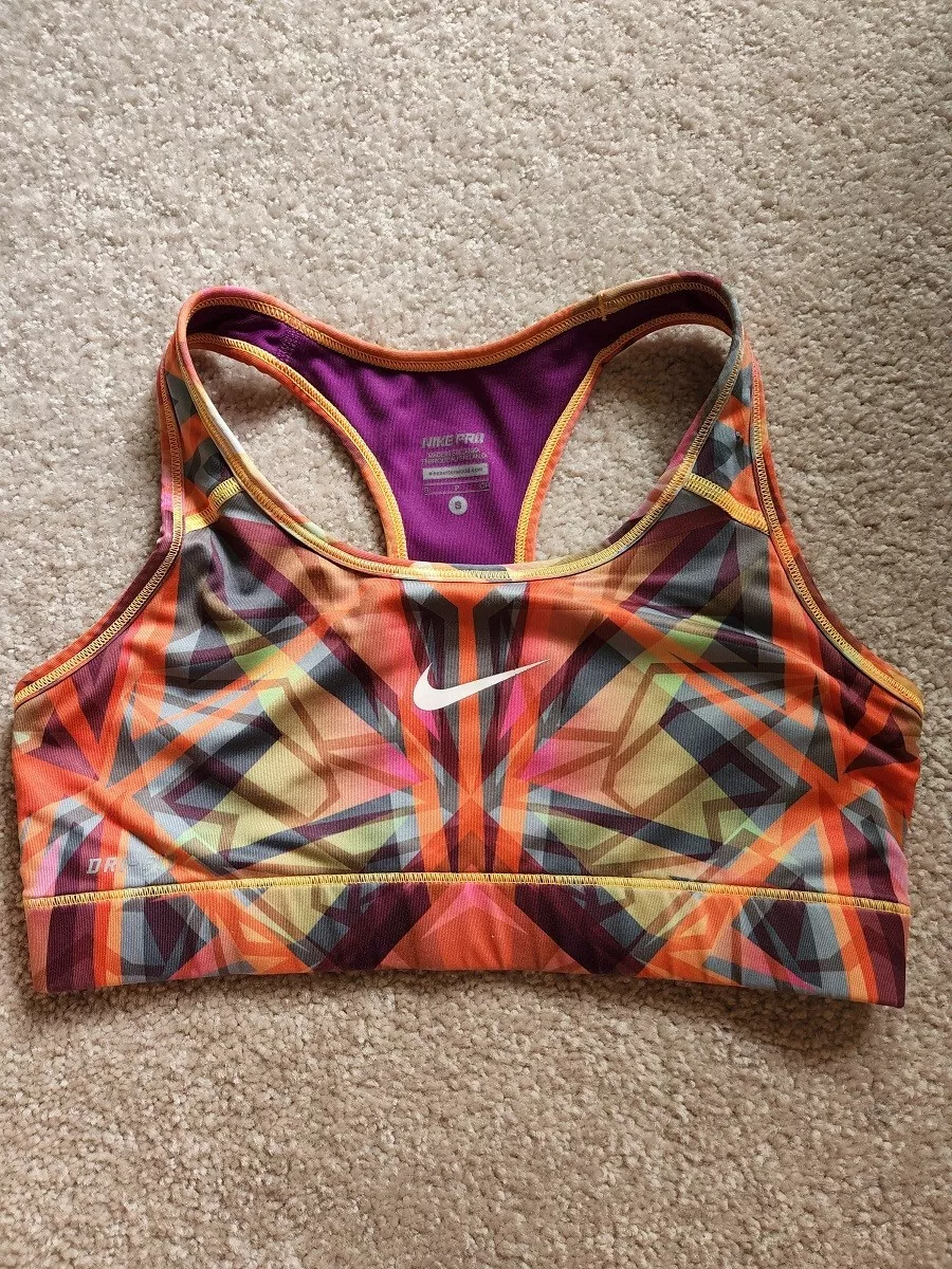 NIke Dri Fit Women's orange purple green design sports bra Small